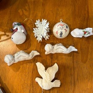 White Christmas ornament. Mixed materials. Vintage and modern.